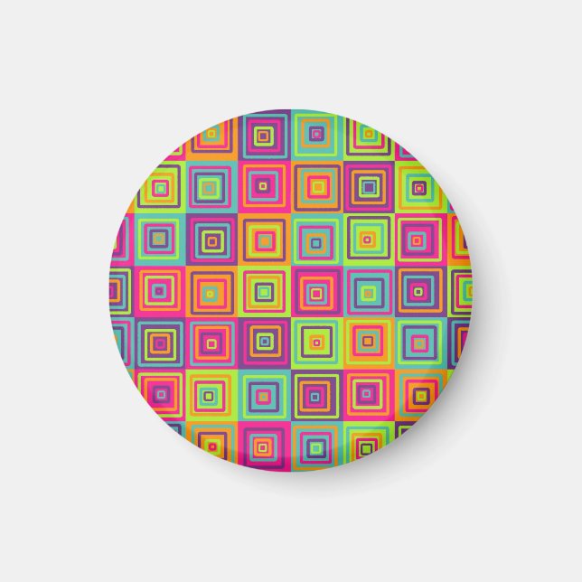 Colourful Geometric Squares Magnet (Front)