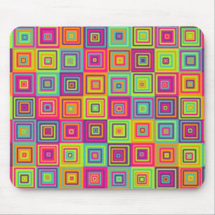 Colourful Geometric Squares Mouse Pad
