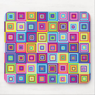 Colourful Geometric Squares Mouse Pad