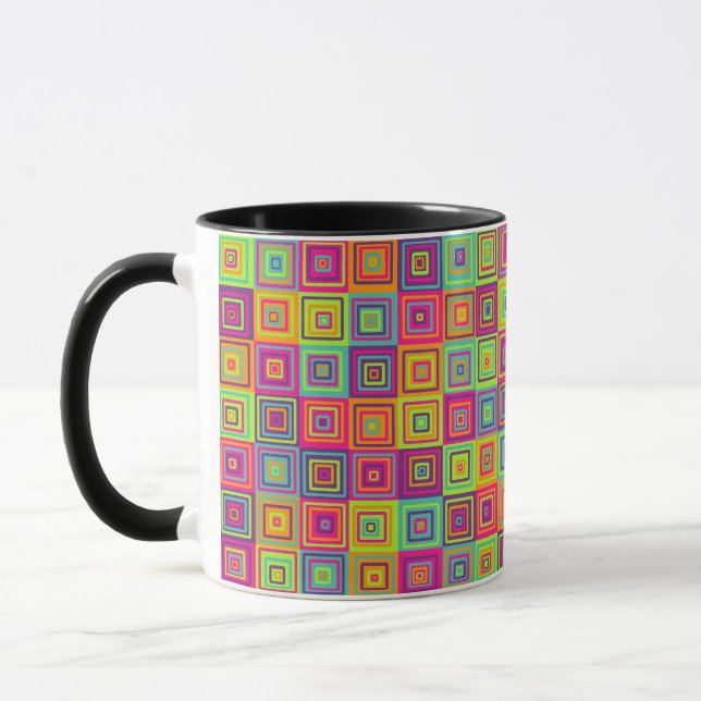 Colourful Geometric Squares Mug (Left)