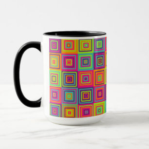 Colourful Geometric Squares Mug