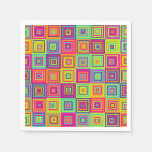 Colourful Geometric Squares Napkin