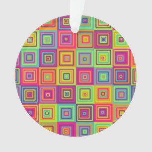 Colourful Geometric Squares Ornament