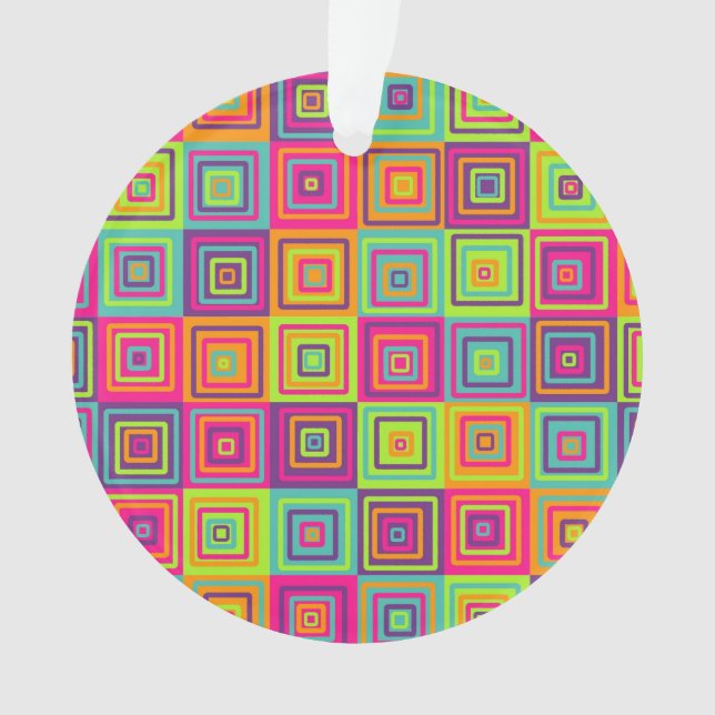 Colourful Geometric Squares Ornament (Front)
