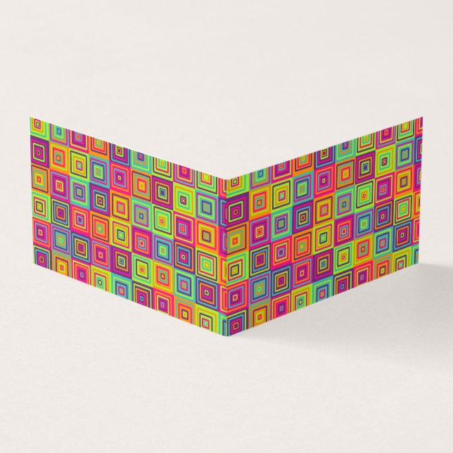 Colourful Geometric Squares Pattern Business Card (Outside)