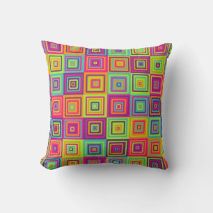 Colourful Geometric Squares Pattern Cushion