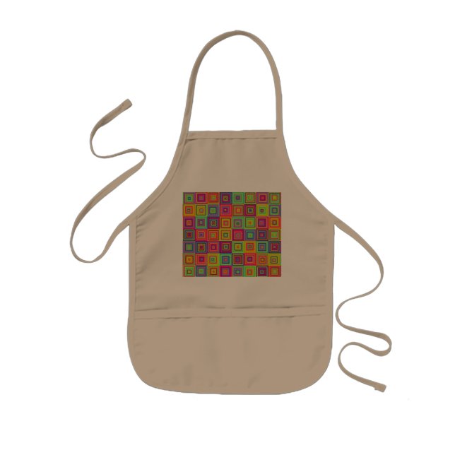 Colourful Geometric Squares Pattern Kids Apron (Front)