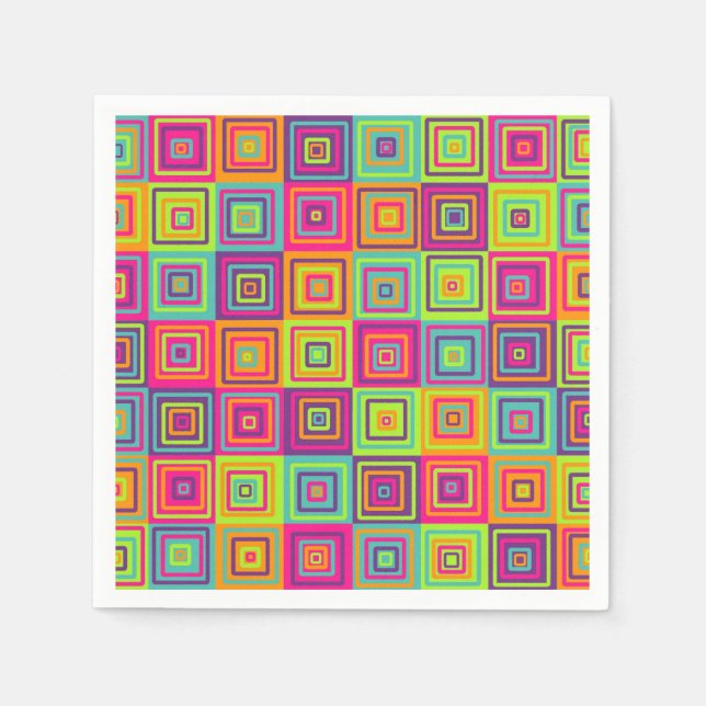 Colourful Geometric Squares Pattern Napkin (Front)