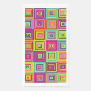 Colourful Geometric Squares Pattern Napkin