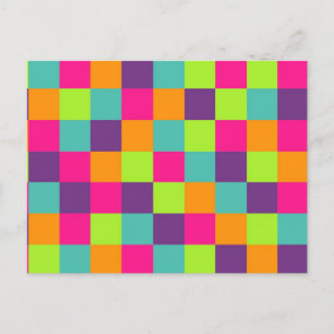 Colourful Geometric Squares Pattern Postcard