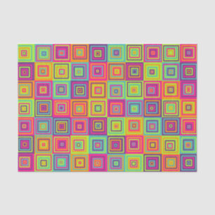 Colourful Geometric Squares Pattern Tissue Paper