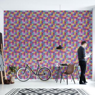 Colourful Geometric Squares Pattern Wallpaper