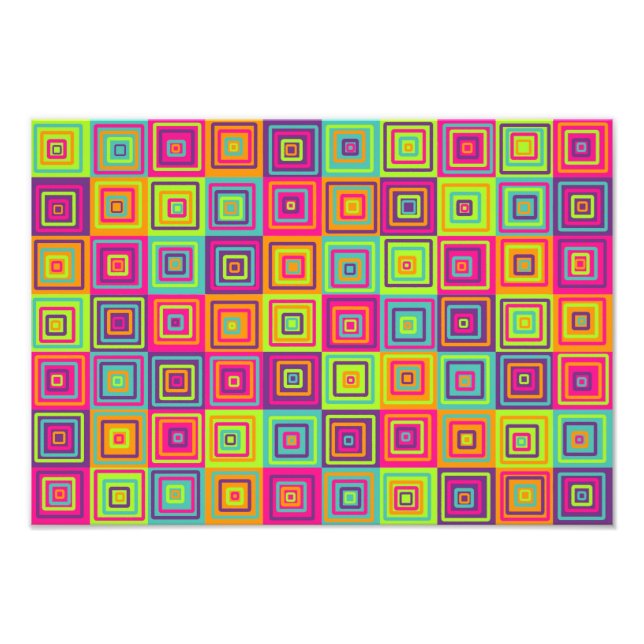 Colourful Geometric Squares Photo Print (Front)