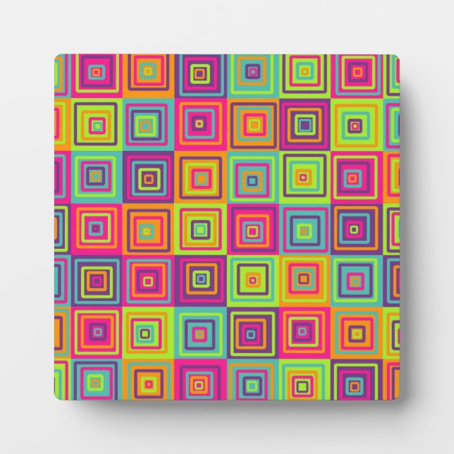 Colourful Geometric Squares Plaque (Front)