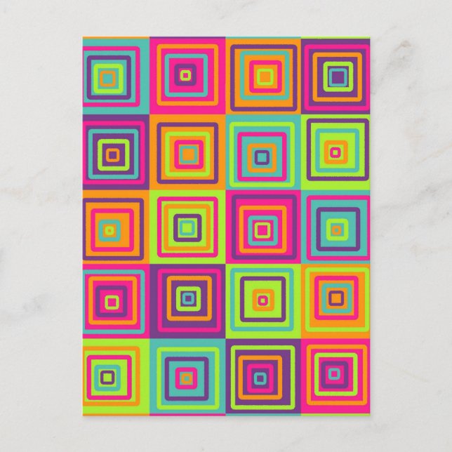 Colourful Geometric Squares Postcard (Front)