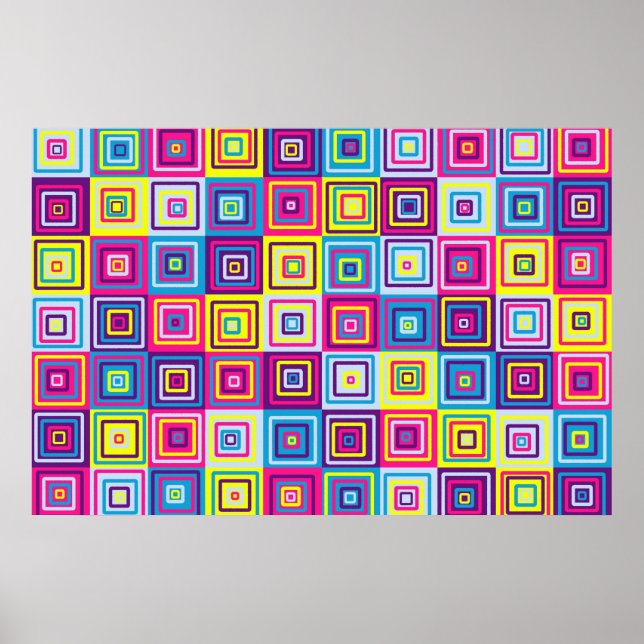 Colourful Geometric Squares Poster (Front)