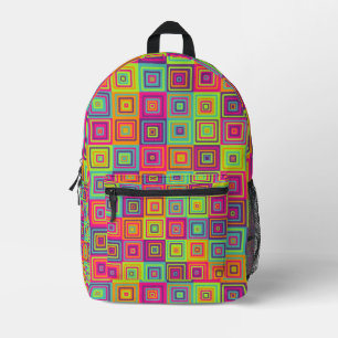 Colourful Geometric Squares Printed Backpack