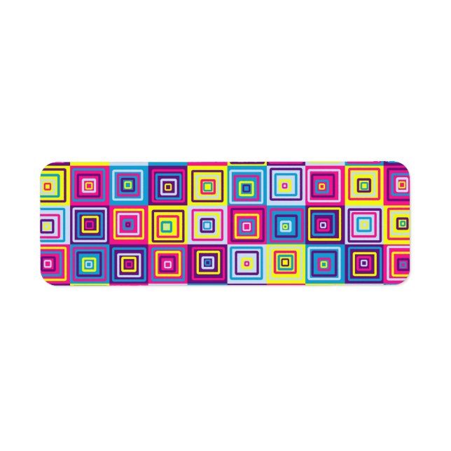 Colourful Geometric Squares Return Address Label (Front)