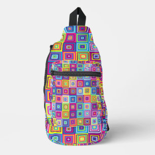 Colourful Geometric Squares Sling Bag