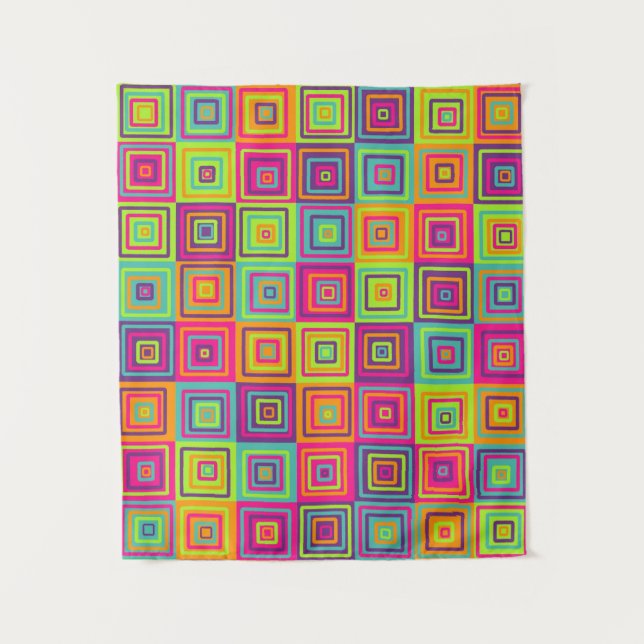 Colourful Geometric Squares Tapestry (Front)