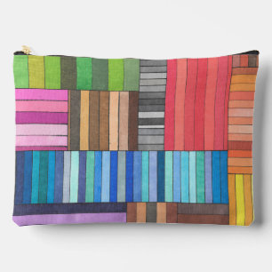 Colourful Geometric Striped Pattern in Rainbow  Accessory Pouch