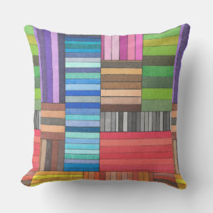 Colourful Geometric Striped Pattern in Rainbow  Cushion