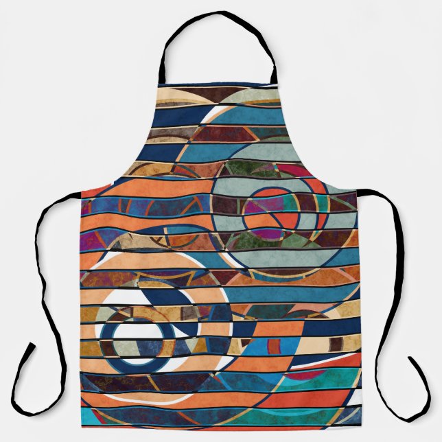 Colourful Geometric Stripes, Abstract Apron (Front)
