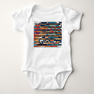 Colourful Geometric Stripes, Abstract Baby Bodysuit