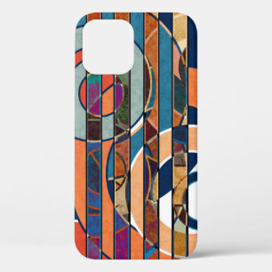 Colourful Geometric Stripes, Abstract iPhone 12 Case