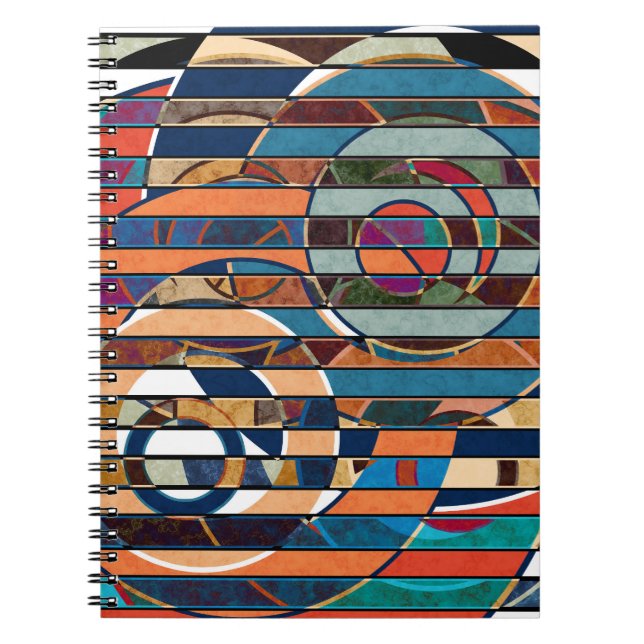 Colourful Geometric Stripes, Abstract Notebook (Front)