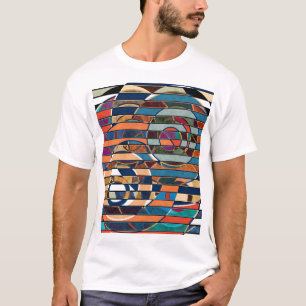 Colourful Geometric Stripes, Abstract T-Shirt