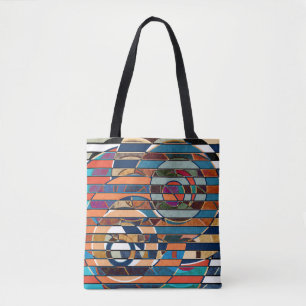 Colourful Geometric Stripes, Abstract Tote Bag