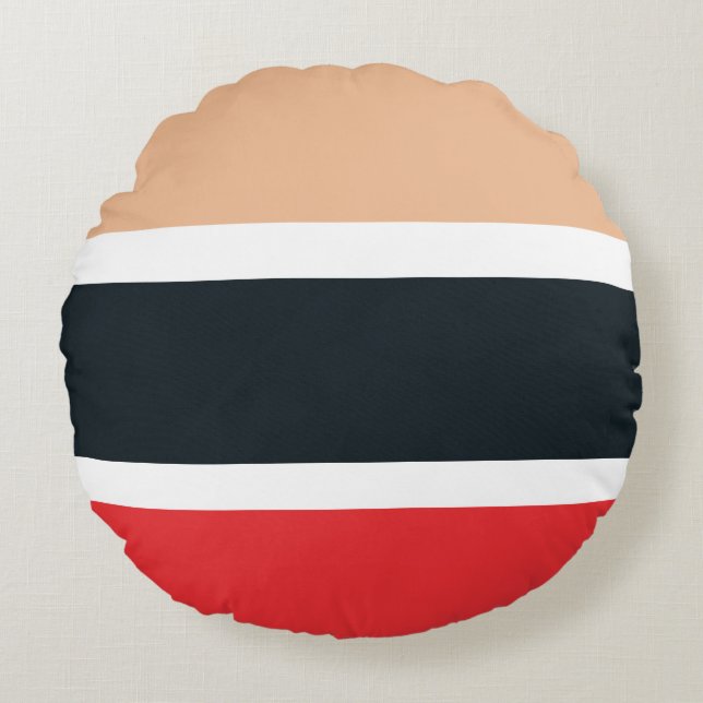 Colourful geometric stripes pattern round pillow (Front)