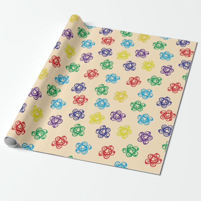 Colourful geometric swirly circles wrapping paper (Unrolled)