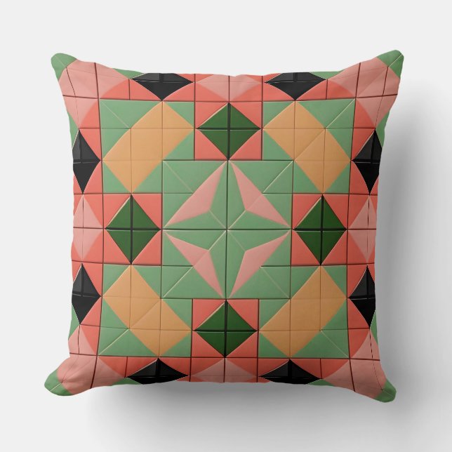 🔷 Colourful Geometric Symmetry Pattern Art ✨ Cushion (Front)