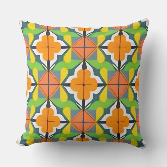 Colourful Geometric Trendy Modern Abstract Cushion (Front)