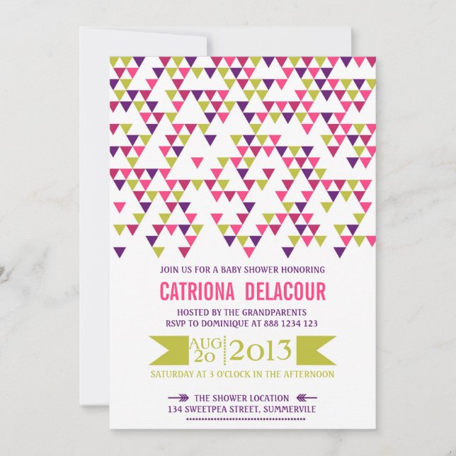 Colourful Geometric Triangle Baby Shower Invitatio Invitation (Front)