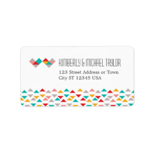 Colourful Geometric Triangle Hearts Wedding Label