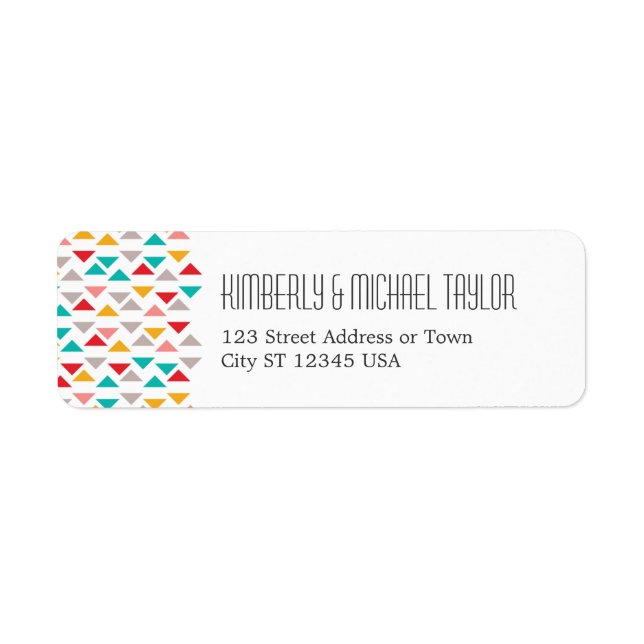 Colourful Geometric Triangle Hearts Wedding Return Address Label (Front)