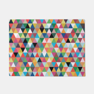 Colourful Geometric Triangle Patterned Door Mat