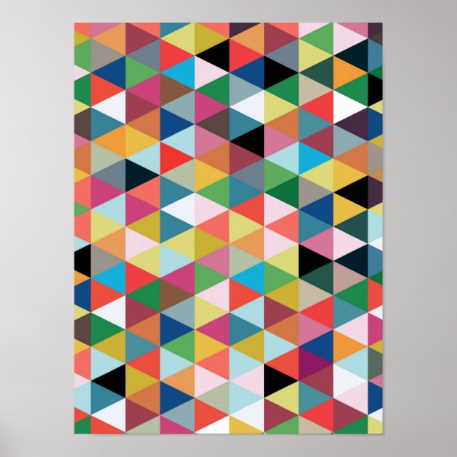 Colourful Geometric Triangle Patterned Poster (Front)