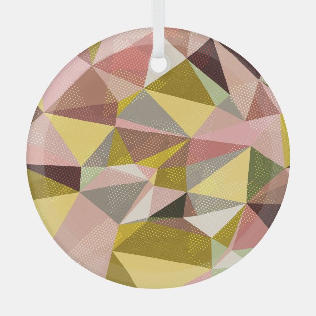 Colourful Geometric Triangles Abstract Texture. Glass Tree Decoration (Front)