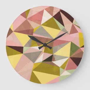 Colourful Geometric Triangles Abstract Texture. Large Clock