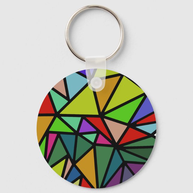 colourful geometric triangles key ring (Front)