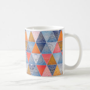 Colourful geometric triangles mandalas pattern coffee mug