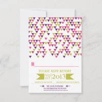 Colourful Geometric Triangles Mod Wedding RSVP Car