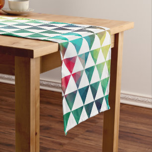 Colourful Geometric Triangles Modern Pattern Short Table Runner