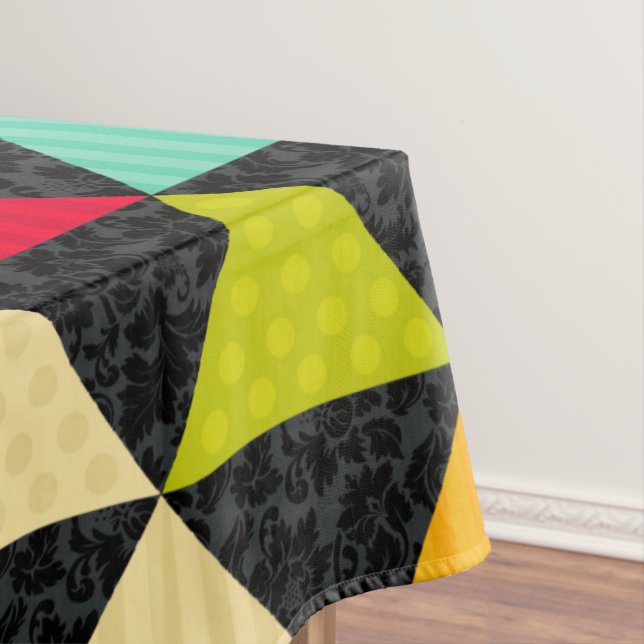 Colourful Geometric Triangles Seamless Pattern Tablecloth (In Situ)