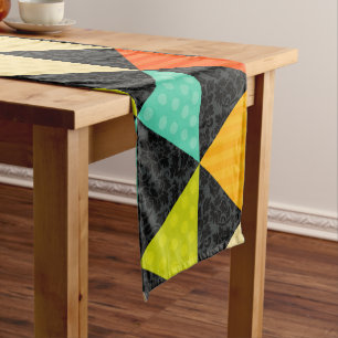 Colourful Geometric Triangles Short Table Runner