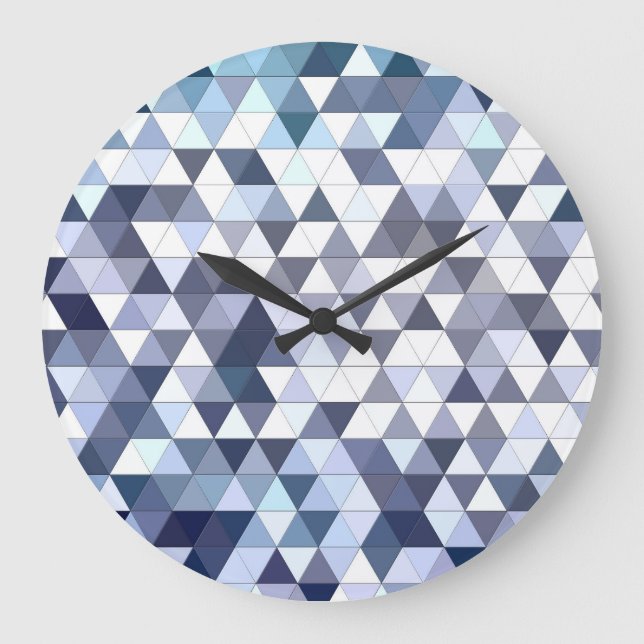 Colourful geometric triangular mosaic: abstract ba large clock (Front)